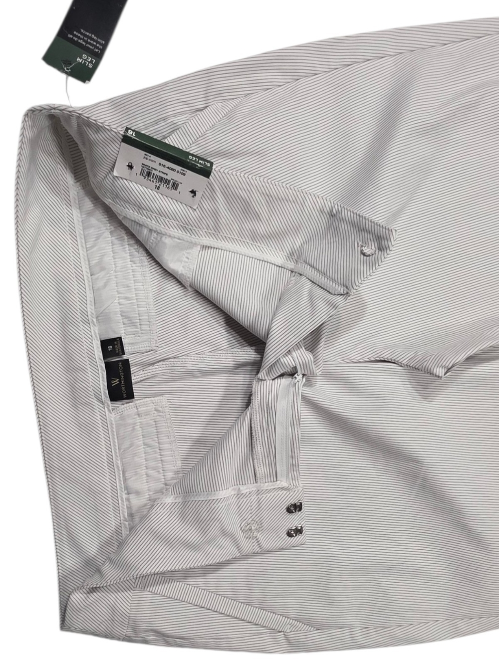 Worthington Slim Leg Pants | Size 18 | Gray White Pinstripe - Picture 3 of 6
